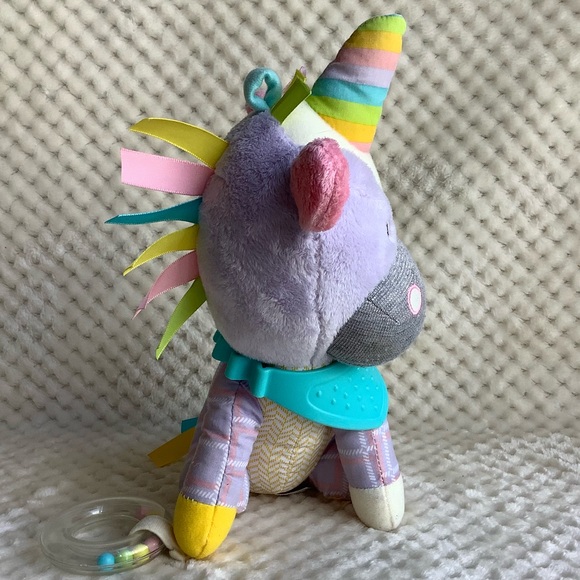 SKIP HOP Plush Unicorn Rattle Teething Crinkle Pastel Colour Stuffed Animal Toy - Picture 2 of 8